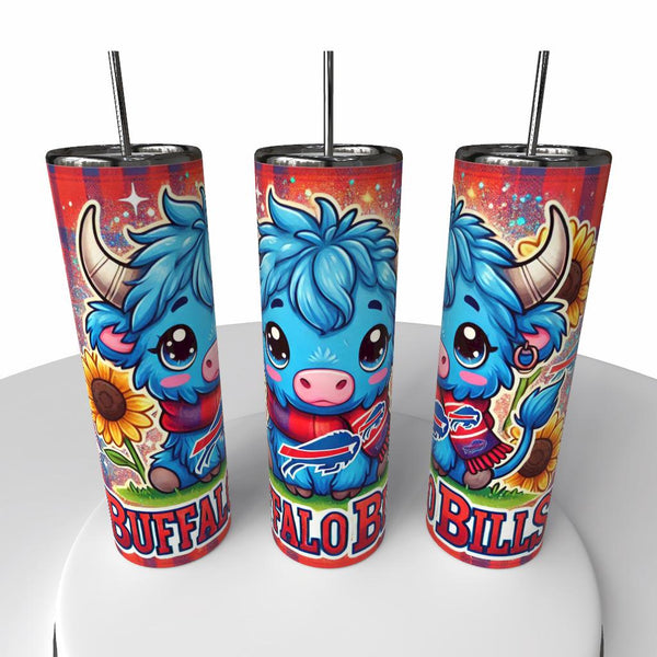 NFL Highland Cow Skinny Steel Tumbler with Straw, 20oz - Creative Works Crafts