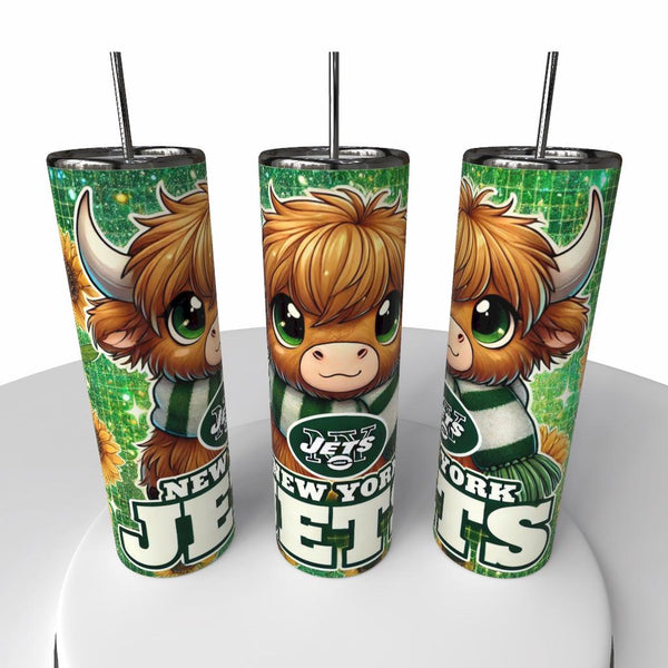 NFL Highland Cow Skinny Steel Tumbler with Straw, 20oz - Creative Works Crafts