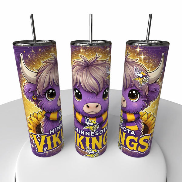 NFL Highland Cow Skinny Steel Tumbler with Straw, 20oz - Creative Works Crafts