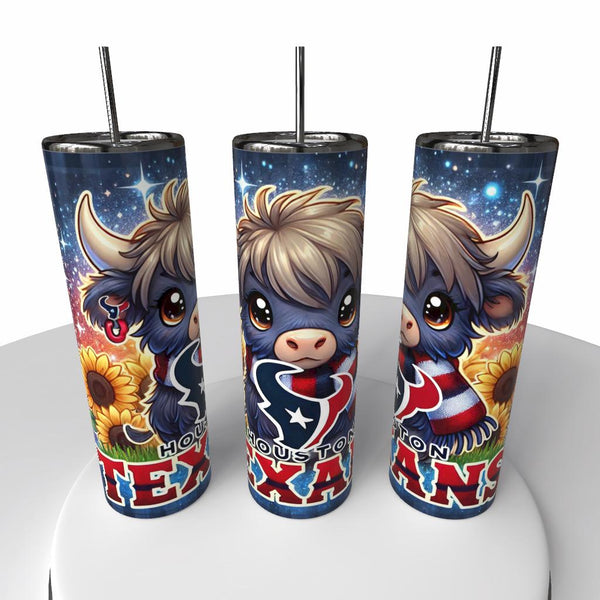 NFL Highland Cow Skinny Steel Tumbler with Straw, 20oz - Creative Works Crafts