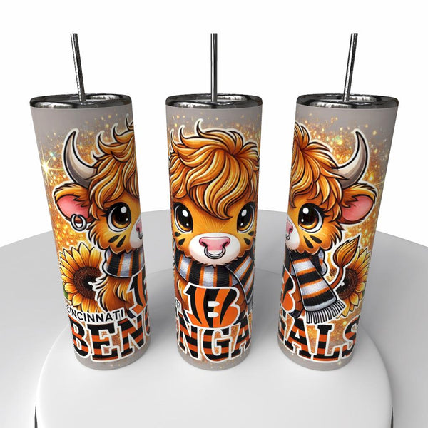 NFL Highland Cow Skinny Steel Tumbler with Straw, 20oz - Creative Works Crafts