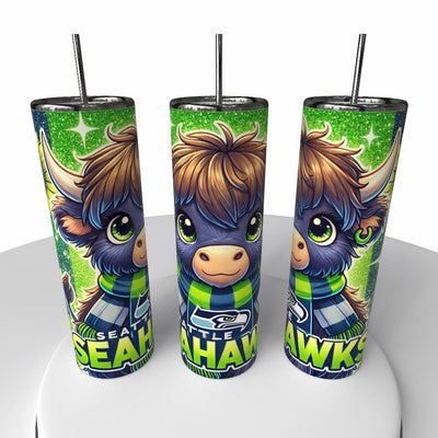 NFL Highland Cow Skinny Steel Tumbler with Straw, 20oz - Creative Works Crafts