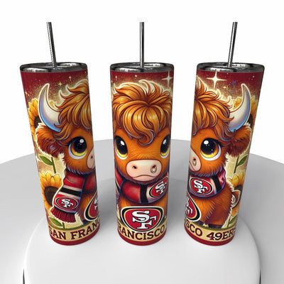 NFL Highland Cow Skinny Steel Tumbler with Straw, 20oz - Creative Works Crafts