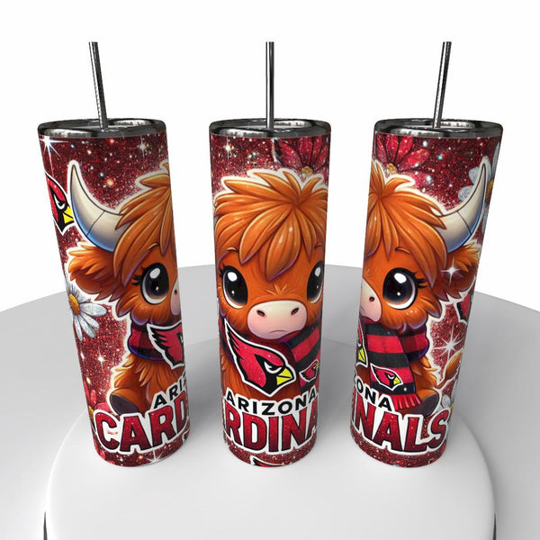 NFL Highland Cow Skinny Steel Tumbler with Straw, 20oz - Creative Works Crafts