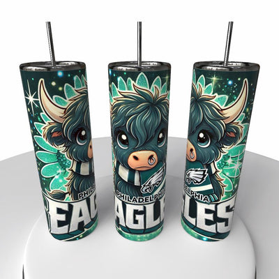 NFL Highland Cow Skinny Steel Tumbler with Straw, 20oz - Creative Works Crafts