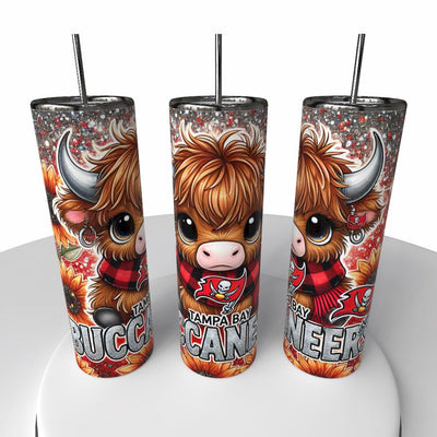 NFL Highland Cow Skinny Steel Tumbler with Straw, 20oz - Creative Works Crafts