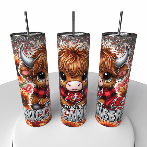 NFL Highland Cow Skinny Steel Tumbler with Straw, 20oz - Creative Works Crafts
