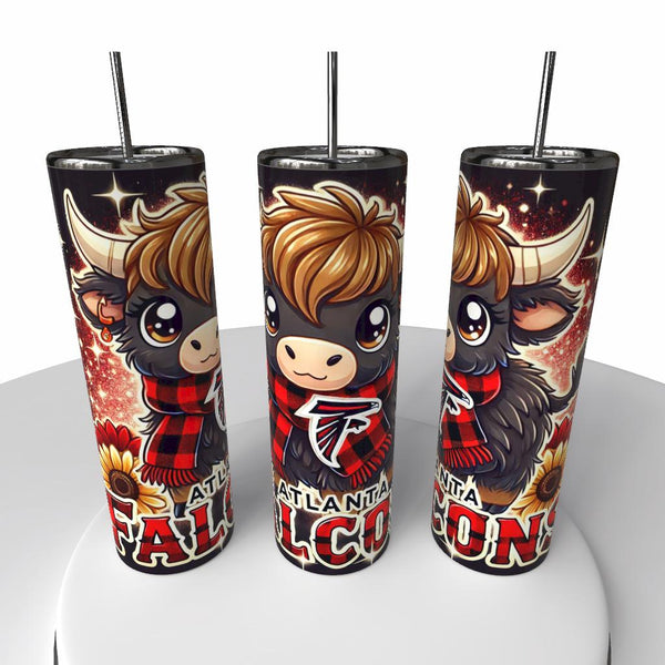 NFL Highland Cow Skinny Steel Tumbler with Straw, 20oz - Creative Works Crafts