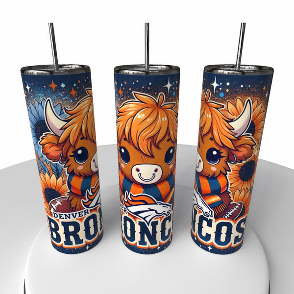 NFL Highland Cow Skinny Steel Tumbler with Straw, 20oz - Creative Works Crafts