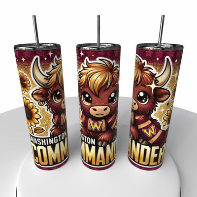 NFL Highland Cow Skinny Steel Tumbler with Straw, 20oz - Creative Works Crafts