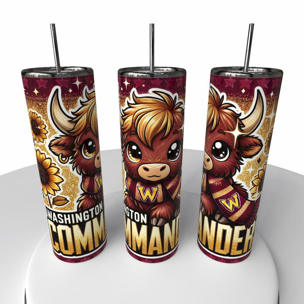 NFL Highland Cow Skinny Steel Tumbler with Straw, 20oz - Creative Works Crafts