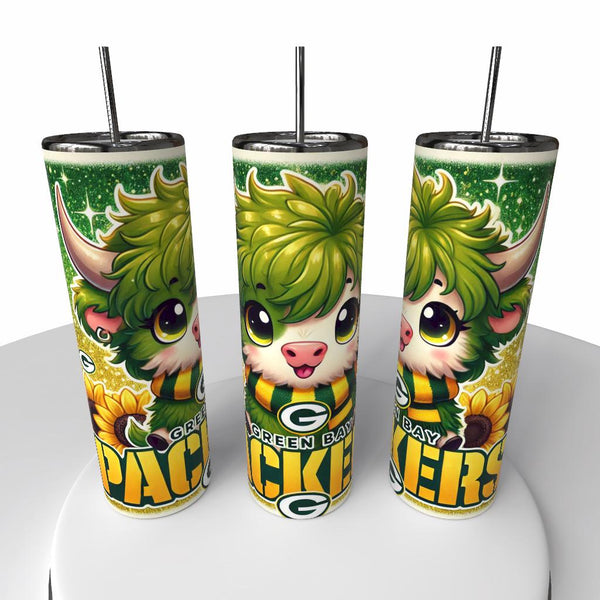 NFL Highland Cow Skinny Steel Tumbler with Straw, 20oz - Creative Works Crafts
