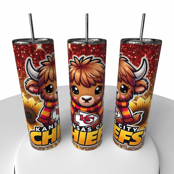 NFL Highland Cow Skinny Steel Tumbler with Straw, 20oz - Creative Works Crafts