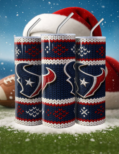 NFL Sweater Football Skinny Steel Tumbler with Straw, 20oz - Creative Works Crafts