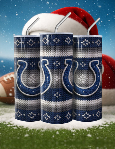 NFL Sweater Football Skinny Steel Tumbler with Straw, 20oz - Creative Works Crafts