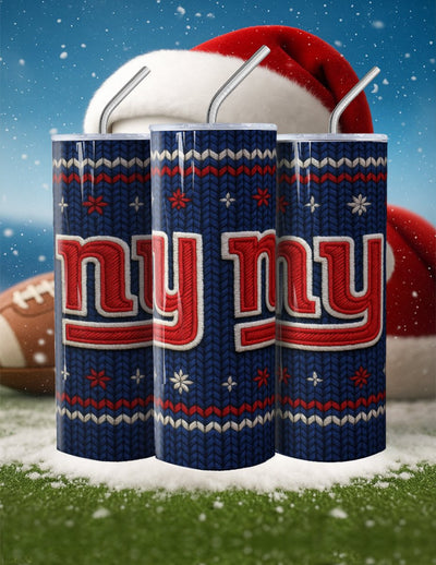 NFL Sweater Football Skinny Steel Tumbler with Straw, 20oz - Creative Works Crafts
