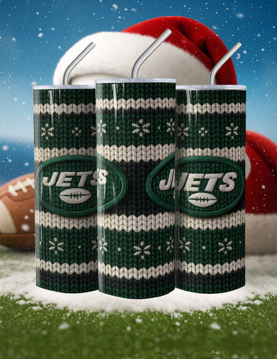 NFL Sweater Football Skinny Steel Tumbler with Straw, 20oz - Creative Works Crafts