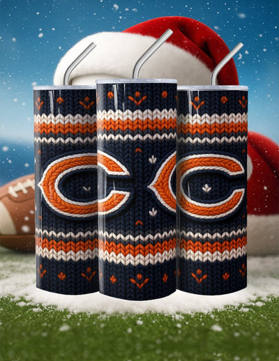 NFL Sweater Football Skinny Steel Tumbler with Straw, 20oz - Creative Works Crafts