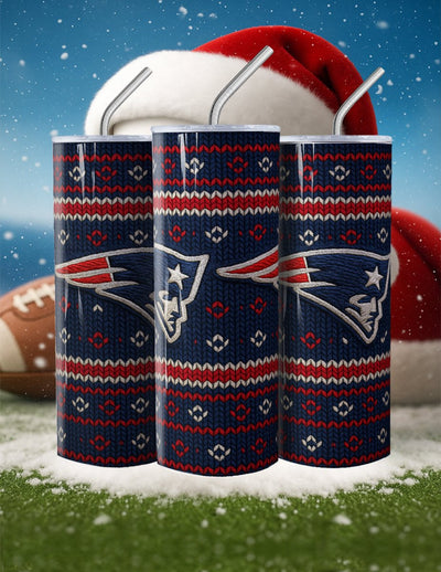 NFL Sweater Football Skinny Steel Tumbler with Straw, 20oz - Creative Works Crafts