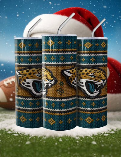 NFL Sweater Football Skinny Steel Tumbler with Straw, 20oz - Creative Works Crafts