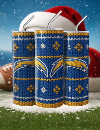 NFL Sweater Football Skinny Steel Tumbler with Straw, 20oz - Creative Works Crafts