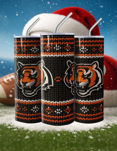 NFL Sweater Football Skinny Steel Tumbler with Straw, 20oz - Creative Works Crafts