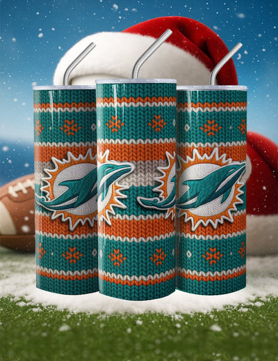 NFL Sweater Football Skinny Steel Tumbler with Straw, 20oz - Creative Works Crafts