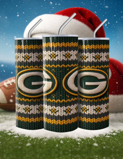 NFL Sweater Football Skinny Steel Tumbler with Straw, 20oz - Creative Works Crafts
