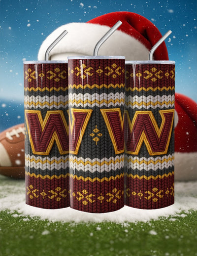 NFL Sweater Football Skinny Steel Tumbler with Straw, 20oz - Creative Works Crafts