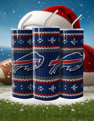 NFL Sweater Football Skinny Steel Tumbler with Straw, 20oz - Creative Works Crafts