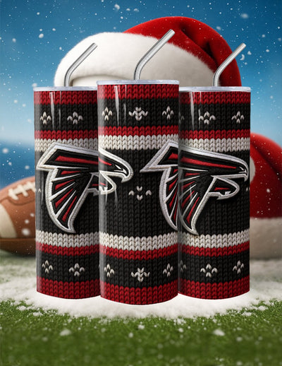 NFL Sweater Football Skinny Steel Tumbler with Straw, 20oz - Creative Works Crafts