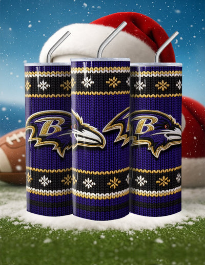 NFL Sweater Football Skinny Steel Tumbler with Straw, 20oz - Creative Works Crafts