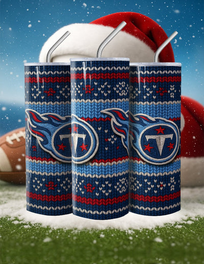 NFL Sweater Football Skinny Steel Tumbler with Straw, 20oz - Creative Works Crafts