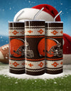 NFL Sweater Football Skinny Steel Tumbler with Straw, 20oz - Creative Works Crafts