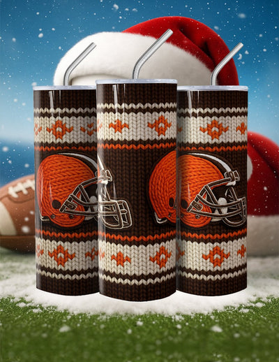 NFL Sweater Football Skinny Steel Tumbler with Straw, 20oz - Creative Works Crafts
