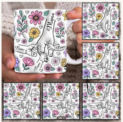 Personalized Birth Flower Hands Mug – 11oz - Creative Works Crafts
