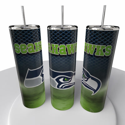 Smoke Logo Sports NFL Skinny Steel Tumbler with Straw, 20oz - Creative Works Crafts