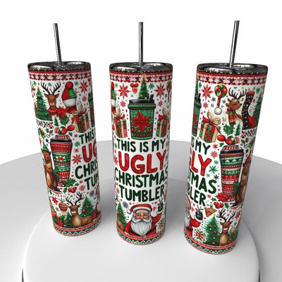 Ugly Christmas Tumbler Skinny Steel Tumbler with Straw - Creative Works Crafts