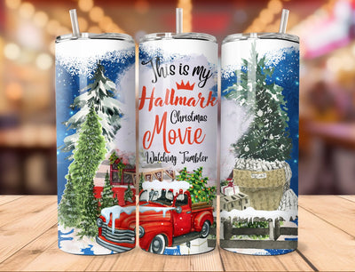 "Hallmark Christmas Movie" Skinny Steel Tumbler with Straw - Creative Works Crafts