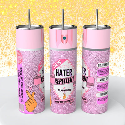 “Hater Repellent" Skinny Steel Tumbler with Straw - Creative Works Crafts