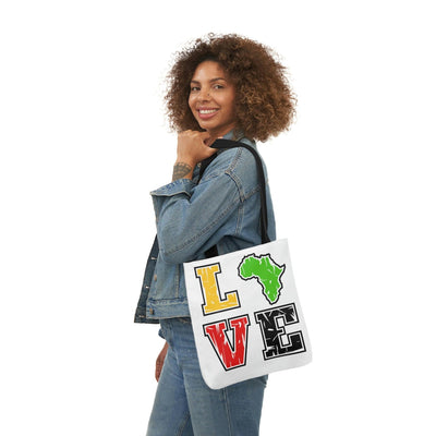 "Love Black History" Polyester Canvas Tote Bag - Creative Works Crafts