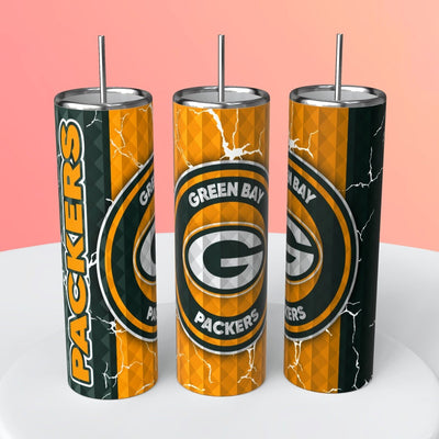 "NFL Diamond Background"Skinny Steel Tumbler with Straw, 20oz - Creative Works Crafts