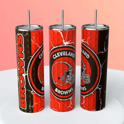 "NFL Diamond Background"Skinny Steel Tumbler with Straw, 20oz - Creative Works Crafts