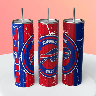 "NFL Diamond Background"Skinny Steel Tumbler with Straw, 20oz - Creative Works Crafts