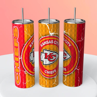 "NFL Diamond Background"Skinny Steel Tumbler with Straw, 20oz - Creative Works Crafts