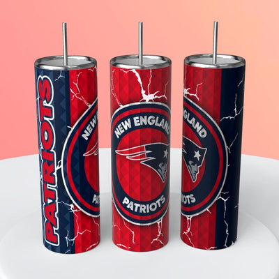 "NFL Diamond Background"Skinny Steel Tumbler with Straw, 20oz - Creative Works Crafts