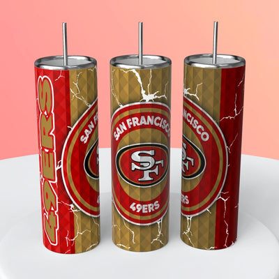 "NFL Diamond Background"Skinny Steel Tumbler with Straw, 20oz - Creative Works Crafts