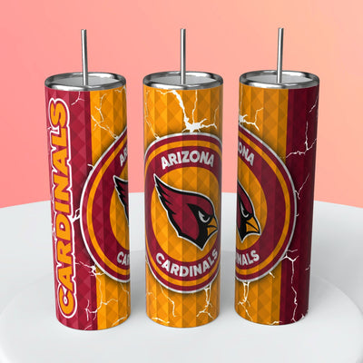 "NFL Diamond Background"Skinny Steel Tumbler with Straw, 20oz - Creative Works Crafts