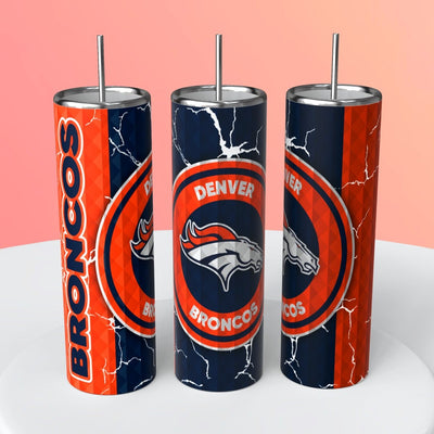 "NFL Diamond Background"Skinny Steel Tumbler with Straw, 20oz - Creative Works Crafts