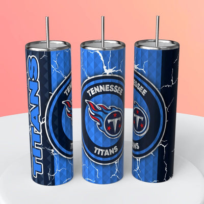 "NFL Diamond Background"Skinny Steel Tumbler with Straw, 20oz - Creative Works Crafts